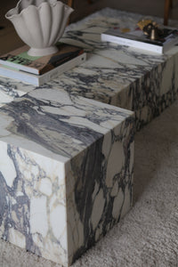 Marble Collection - Calacatta Viola Marble Cube Side Table