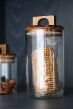 Load image into Gallery viewer, Glass Storage Jar with Wooden Lid and handle (3 sizes)
