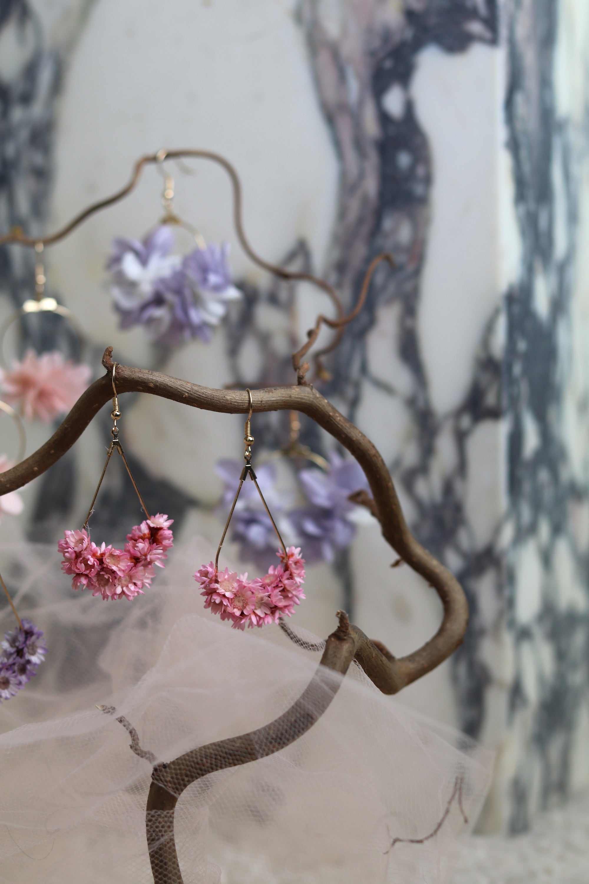 Everblooms Accessories - Pink Allure Dried Flowers Earrings