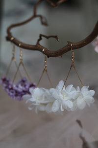 Everblooms Accessories - Angel White Preserved Hydrangea Earrings