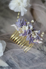 Load image into Gallery viewer, Everblooms Accessories - Lilac Fantasy Dried &amp; Preserved Flowers Hair Comb (Large)

