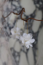 Load image into Gallery viewer, Everblooms Accessories - Adjustable Bridal White Preserved Hydrangea Earrings
