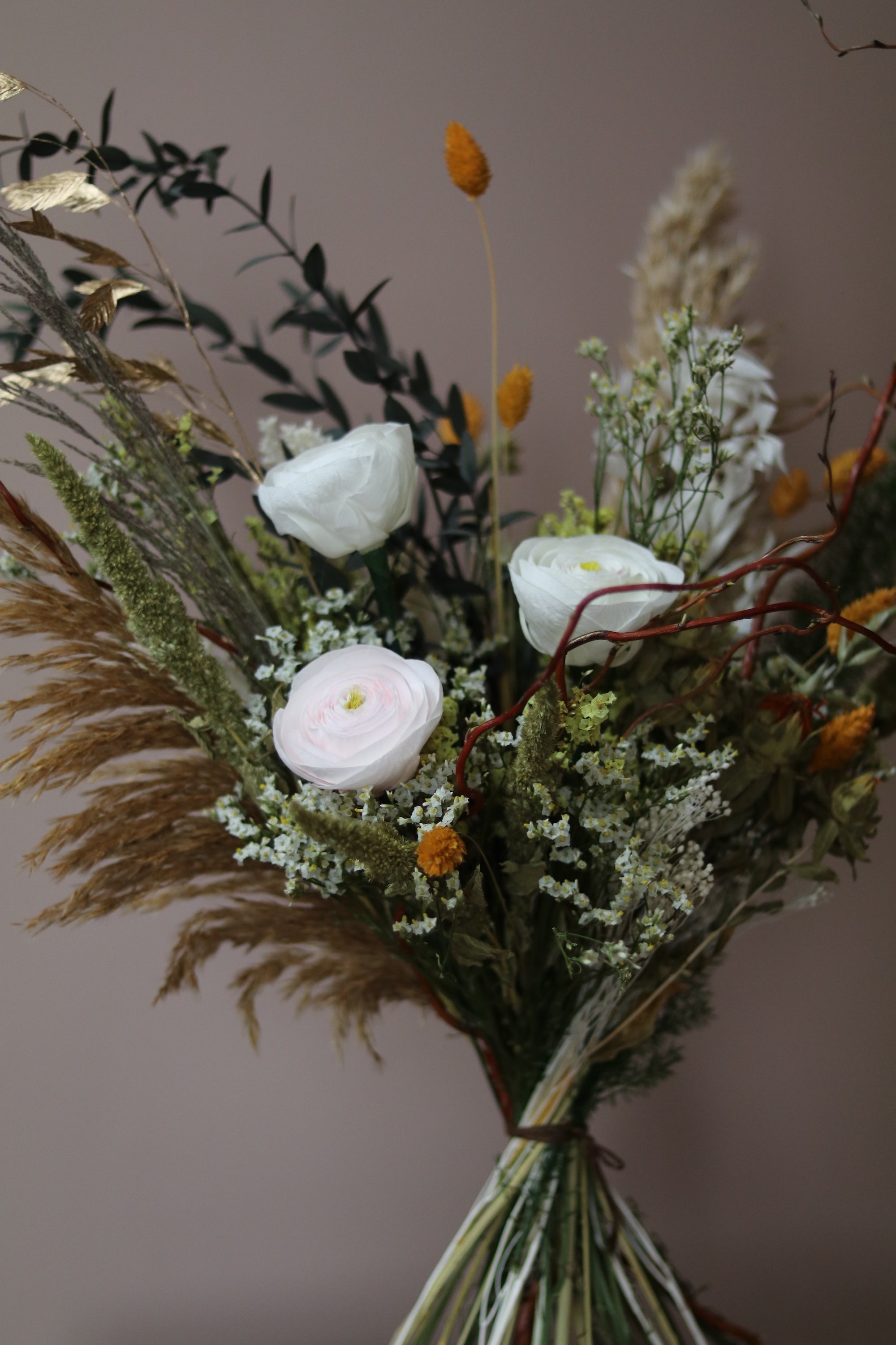 Vintage Whispers Collection - All About Eve Petite Bouquet (Neutral Tone/Preserved Ranunculus)