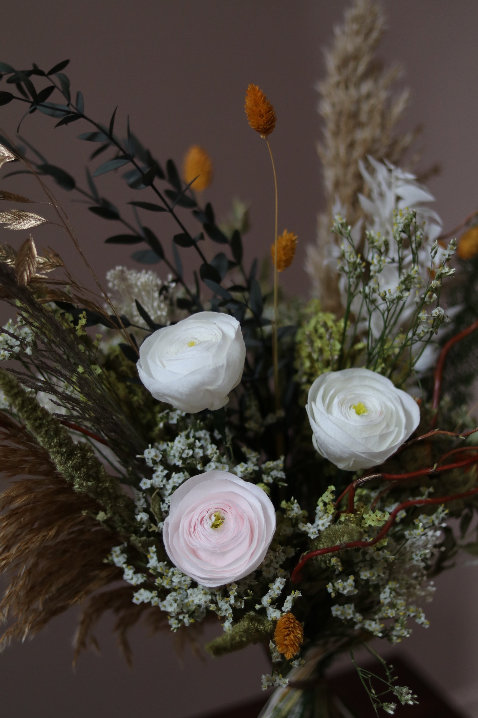 Vintage Whispers Collection - All About Eve Petite Bouquet (Neutral Tone/Preserved Ranunculus)