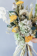 Load image into Gallery viewer, Everblooms -  Premium Collection - Gabriella Extravagant Bouquet (Light green/yellow/Neutral Tone)
