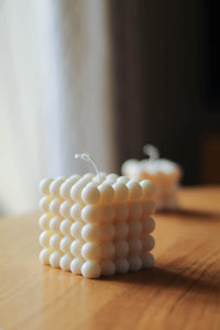 The Bubble Collection - Extra-Large Unscented Bubble Cube Candle (Off-white)