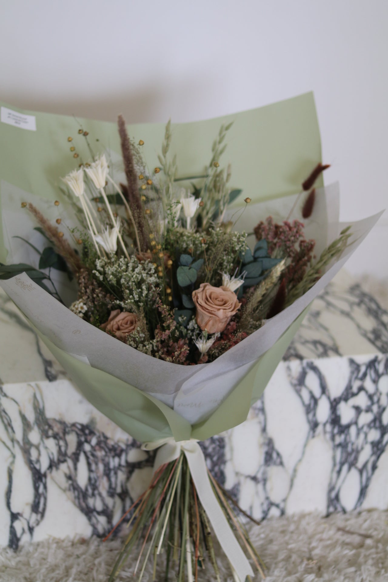 Everblooms -  Summer Collection -  Cappuccino Bouquet (Neutral/Brown Tone) with Roses