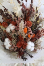 Load image into Gallery viewer, Everblooms -  Summer Collection -  Alexa Bouquet (Orange/Brown Tone) with Cotton Flowers
