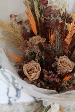 Load image into Gallery viewer, Everblooms -  Summer Collection -  Ophelia Bouquet (Autumn/Brown/Orange Tone) with Roses
