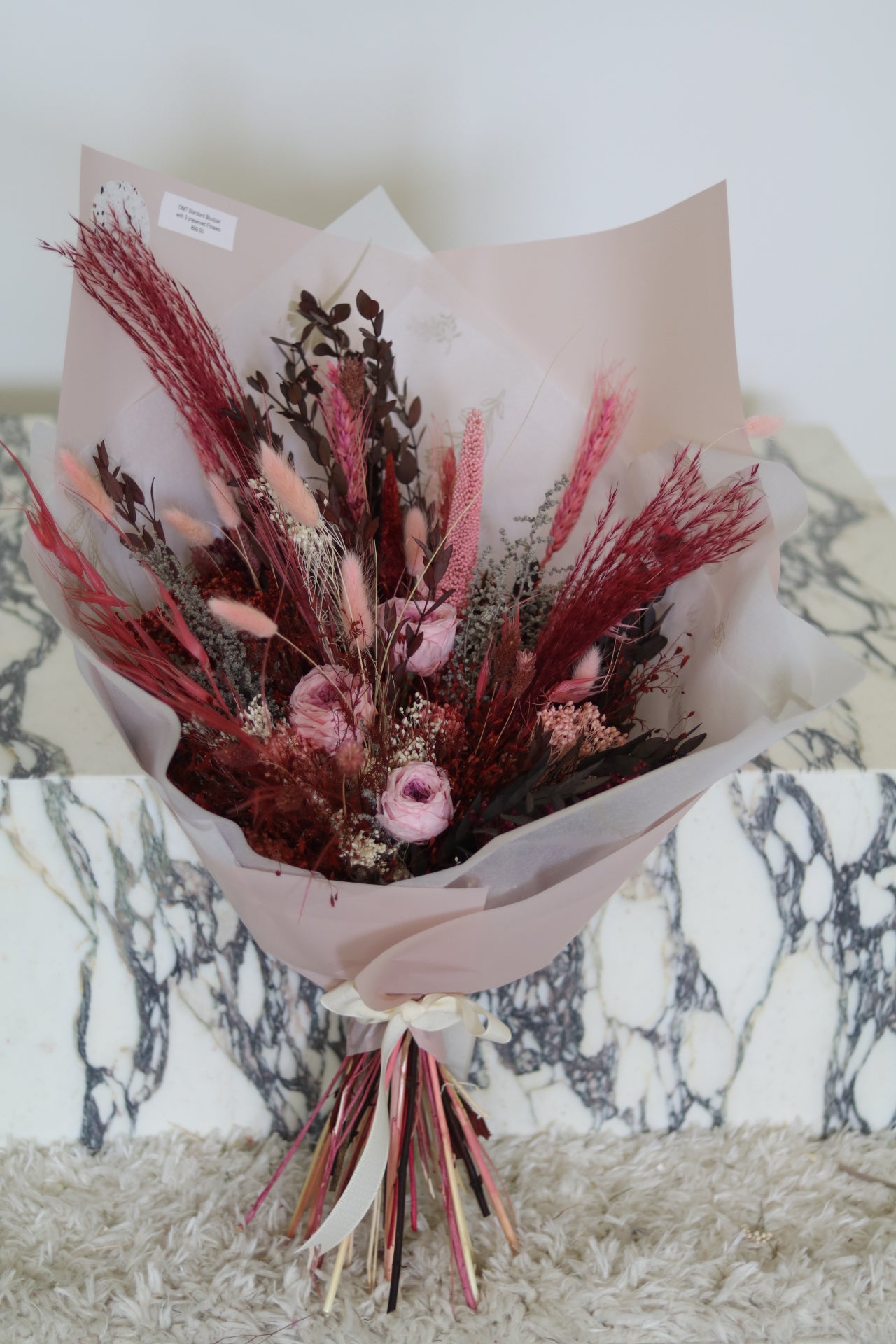 Everblooms -  Summer Collection -  Melanie Bouquet (Pink/Red Tone) with English Roses