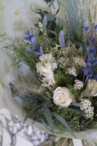 Everblooms -  Summer Collection -  Becca Bouquet (Blue/white Tone) with Rose & Gerbera