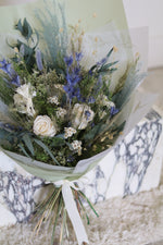 Load image into Gallery viewer, Everblooms -  Summer Collection -  Becca Bouquet (Blue/white Tone) with Rose &amp; Gerbera
