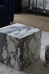 Marble Collection - Calacatta Viola Marble Cube Side Table