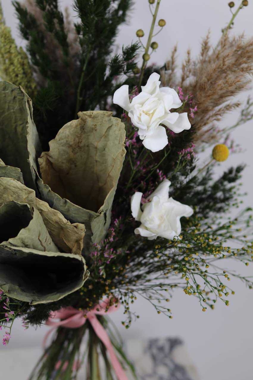 Spring/Summer Collection - Lotus Premium Gardenia Bouquet (Pink/Natural/White/Green Tone)