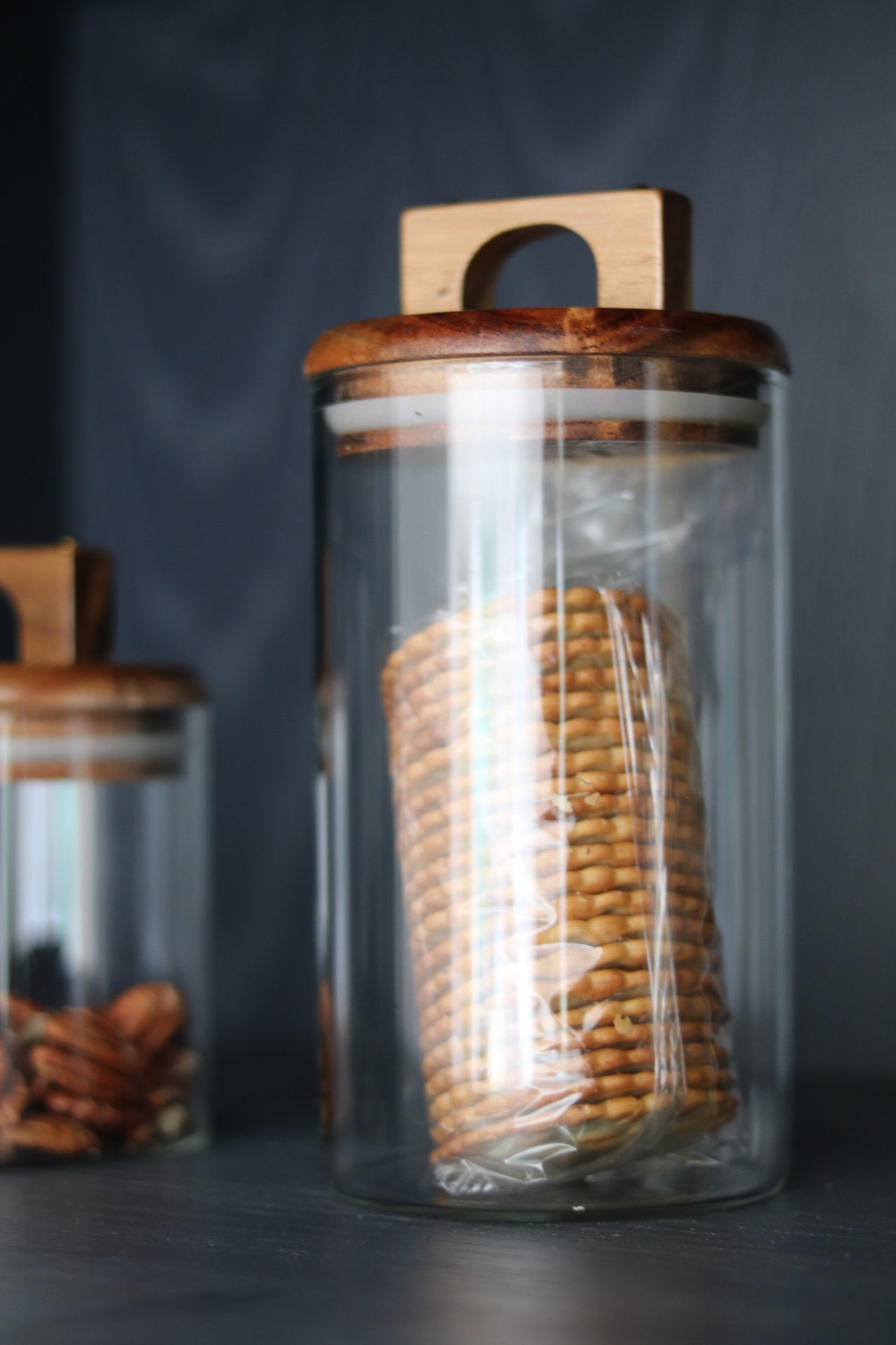 Glass Storage Jar with Wooden Lid and handle (3 sizes)